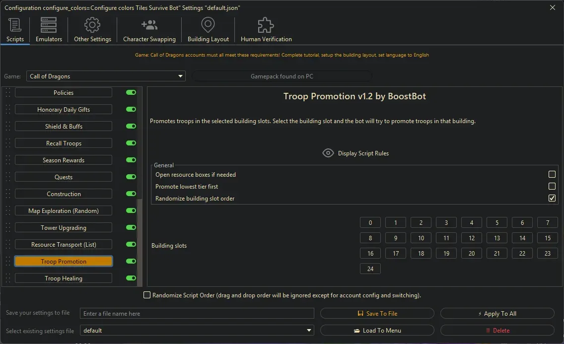 Call of Dragons Bot - Troop Promotion