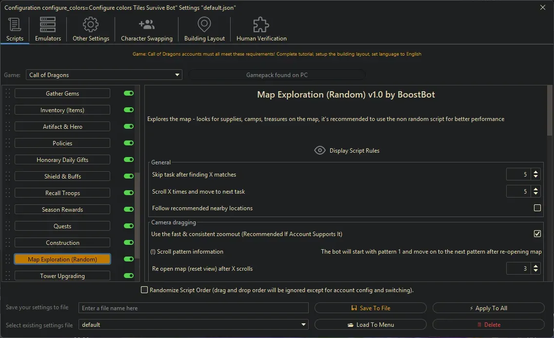 Call of Dragons Bot - Map Exploration (Random)