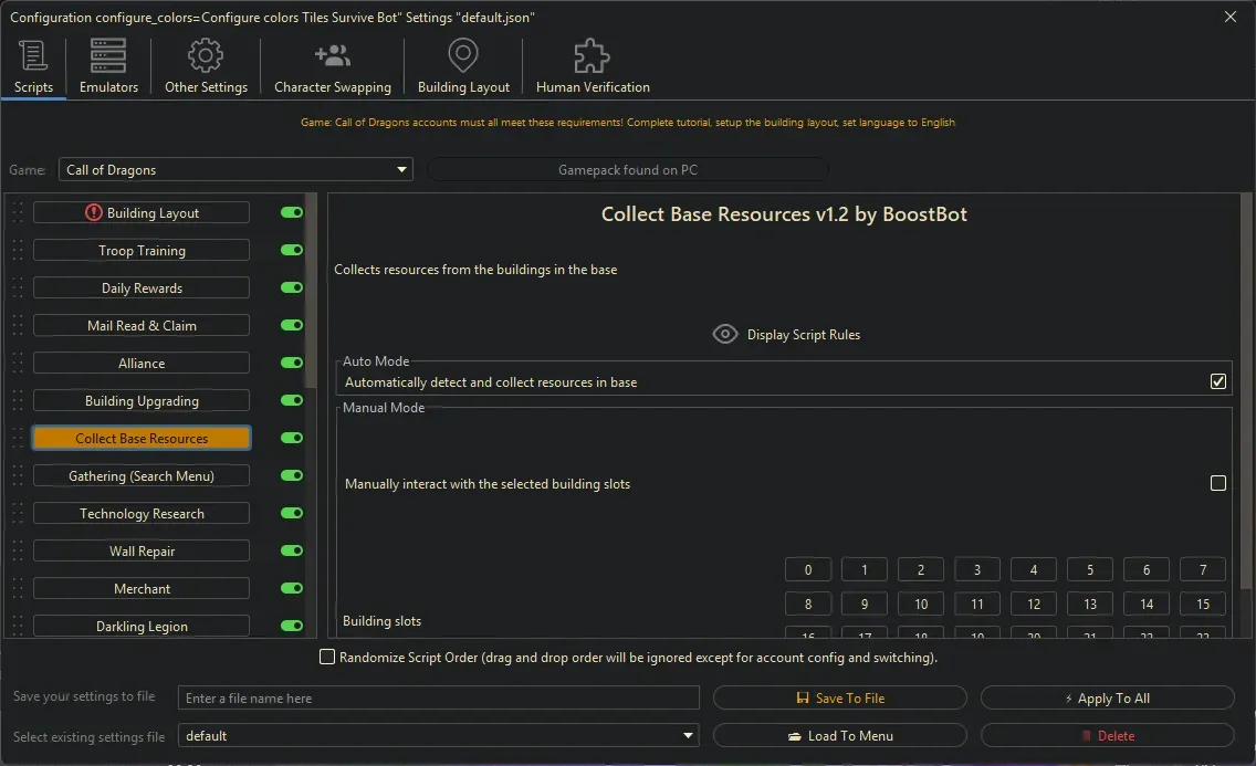 Call of Dragons Bot - Collect Base Resources