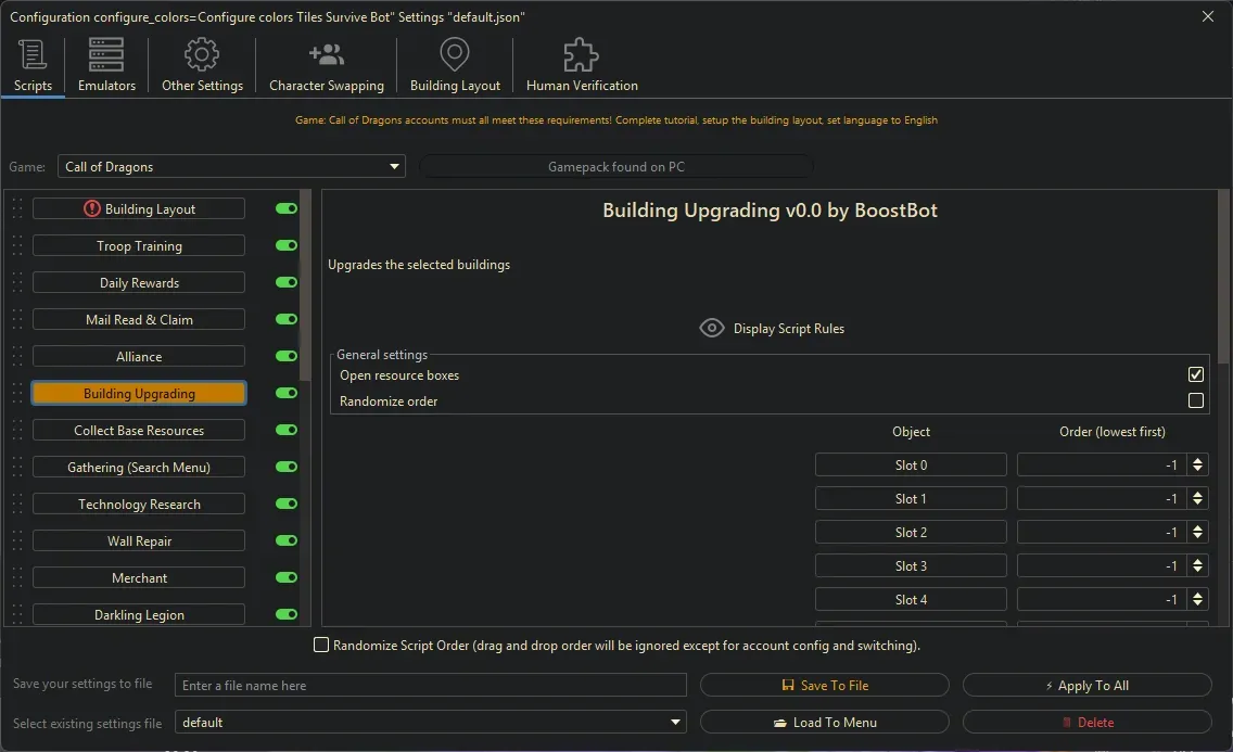 Call of Dragons Bot - Building Upgrading