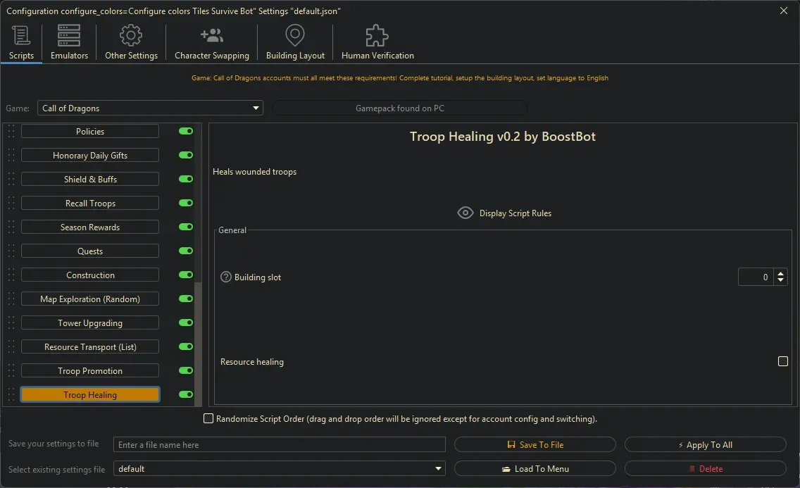 Call of Dragons Bot - Troop Healing