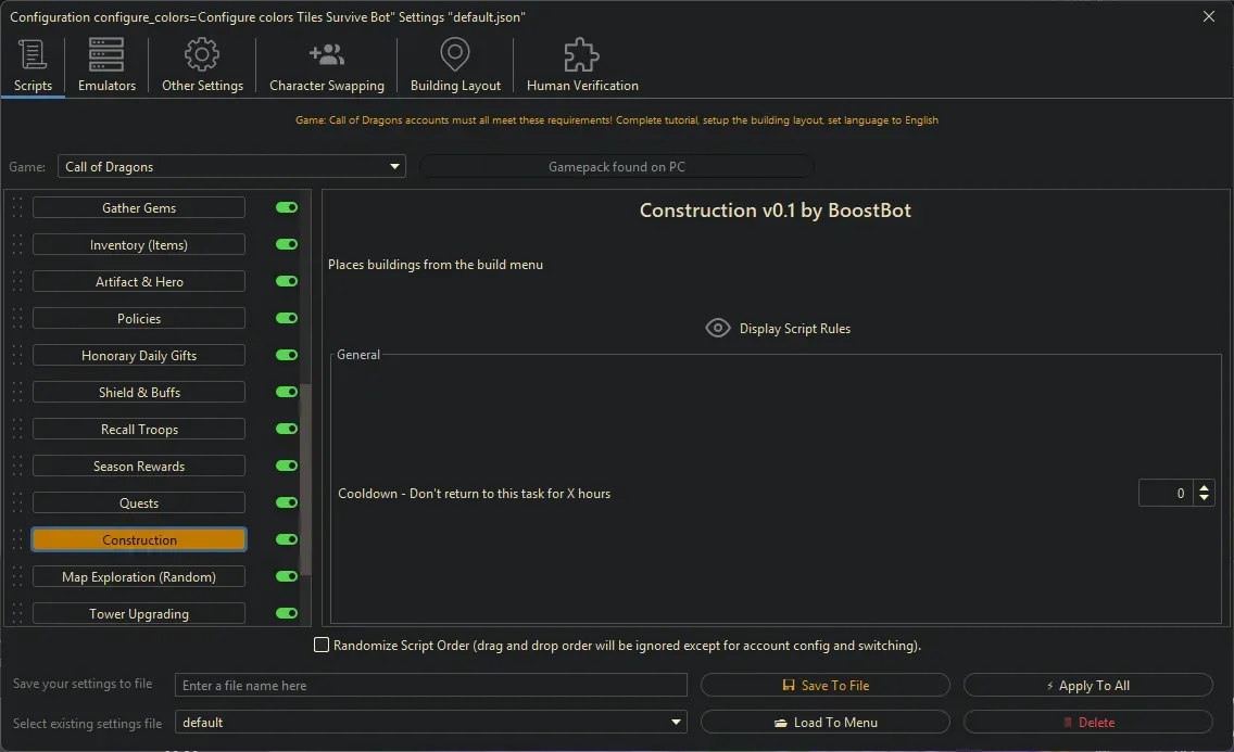 Call of Dragons Bot - Construction